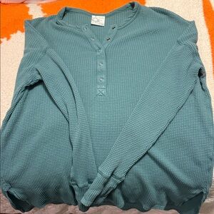 Aerie Green Waffle Knit Top